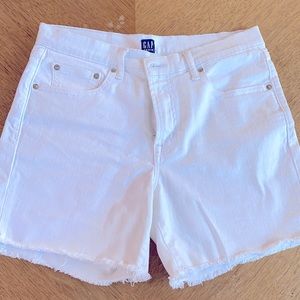 Gap white denim shorts with frayed hem